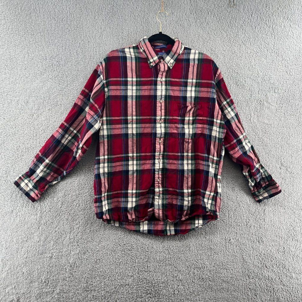 PENDLETON Plaid Button Up Shirt Mens Sz Large Red White